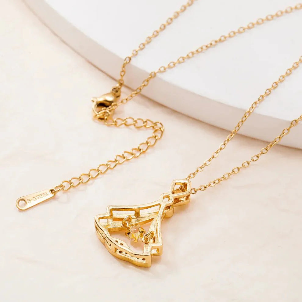 Style Gold-Plated Rhinestone Bow Pendant Necklace – Fashion Jewelry for Women