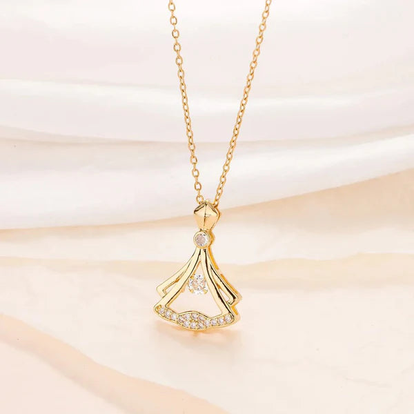 Style Gold-Plated Rhinestone Bow Pendant Necklace – Fashion Jewelry for Women