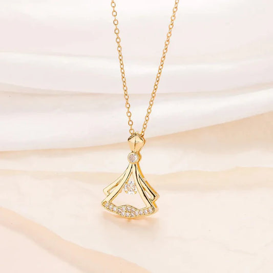 Style Gold-Plated Rhinestone Bow Pendant Necklace – Fashion Jewelry for Women